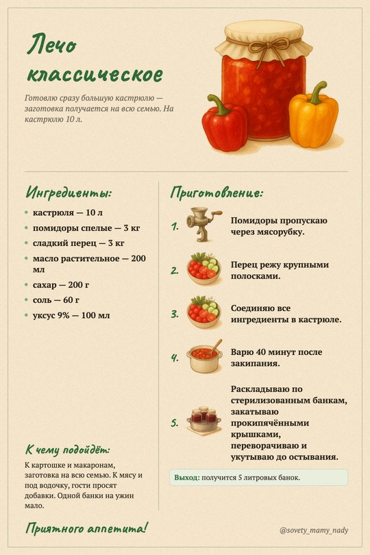 Карточка «Лечо классическое» целиком